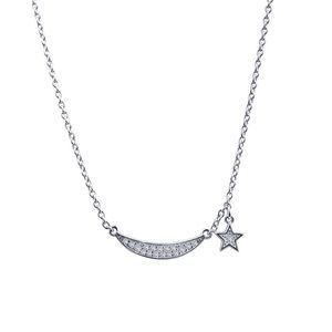 LaFonn Plated Sterling Silver Moon & Star Necklace